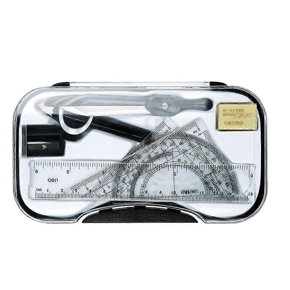 8Pcs Exquisite Compass Ruler Tool Set Geometry Drawing Tool Kit (Assorted Color)