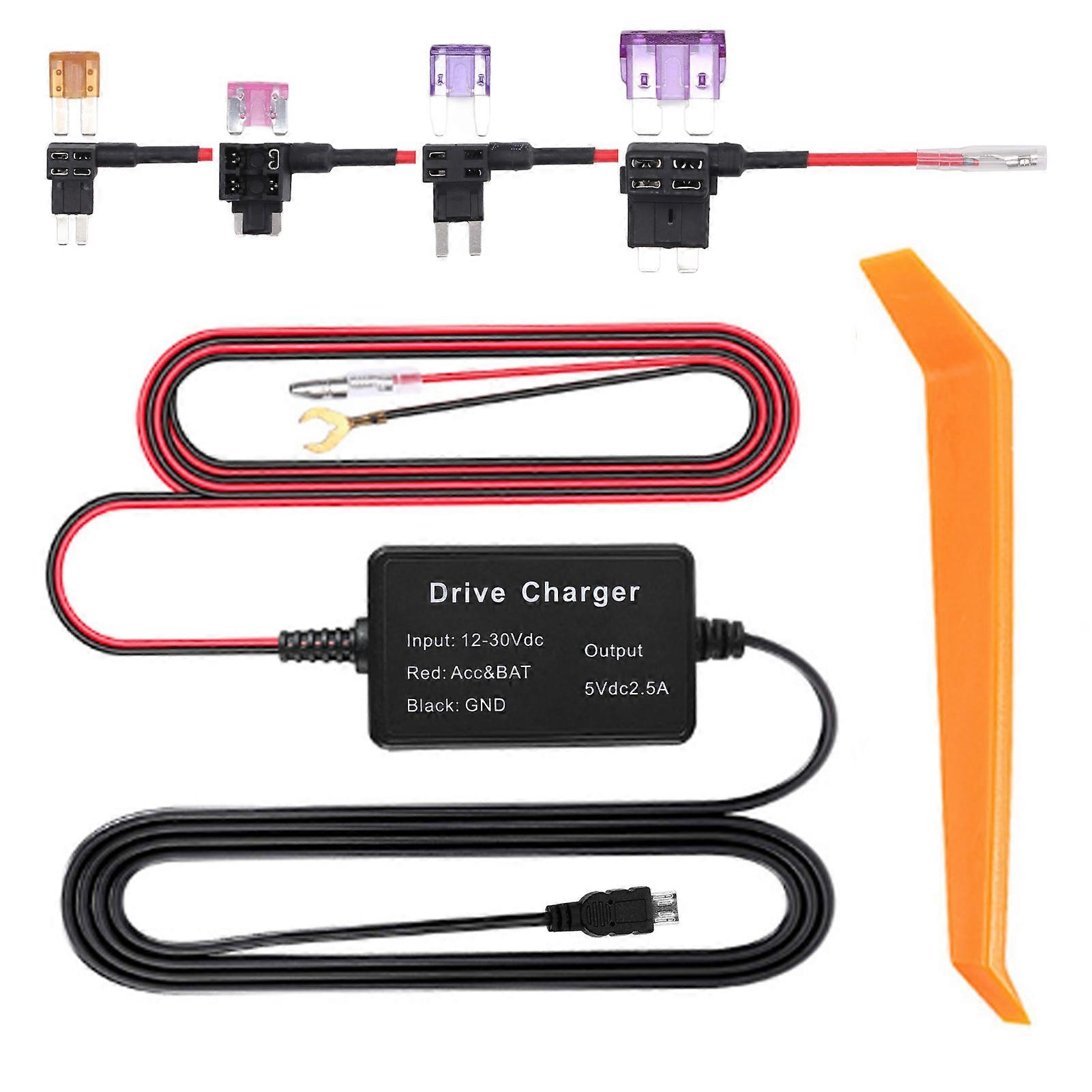 Dash Cam Hardwire Kit High Security 24h Surveillance for Mirror Cam GPS Navigator Radar Detector MICRO