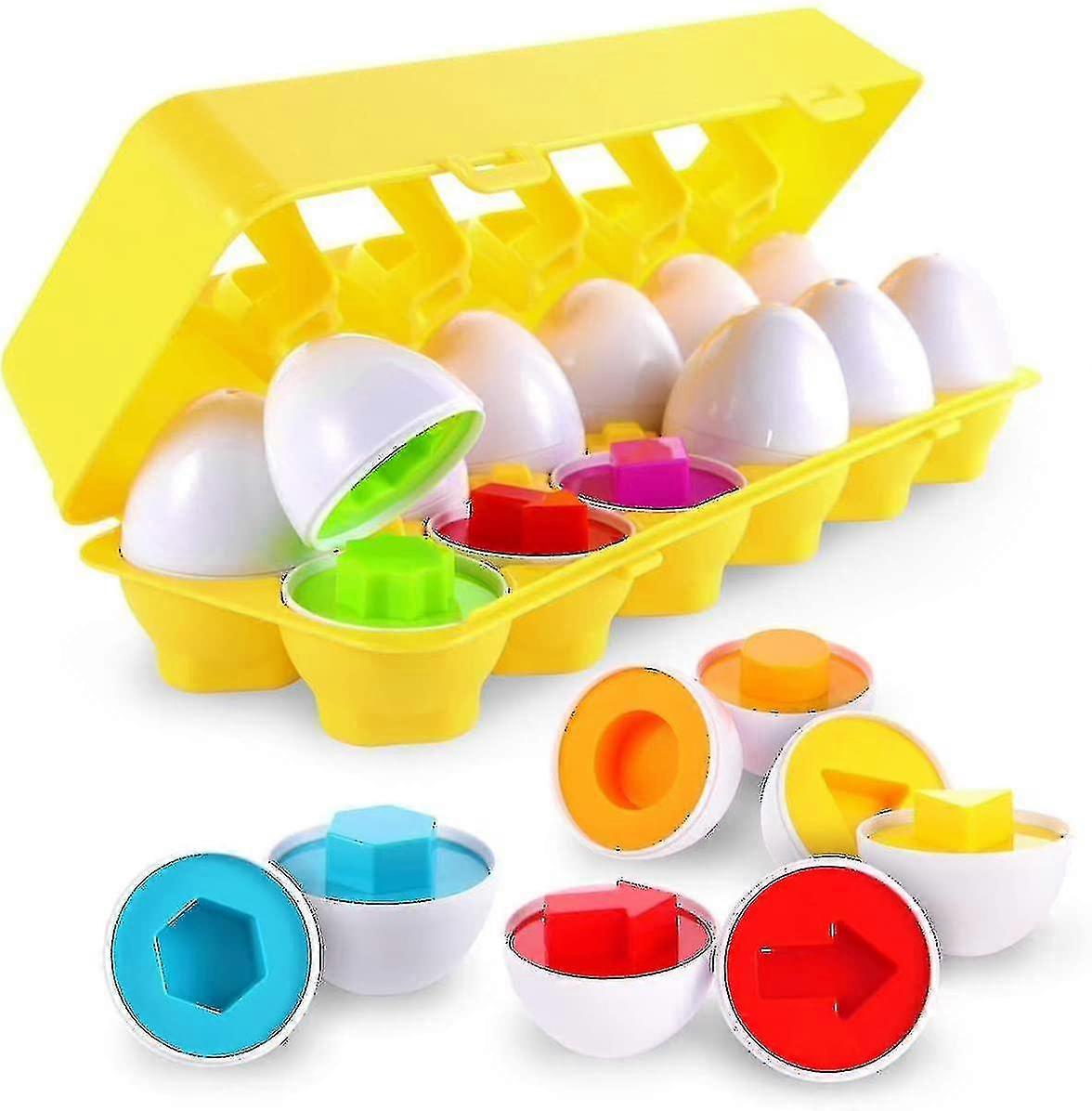 Egg Set - Toddler Toys Games Educational Color & Shapes (12 Eggs)