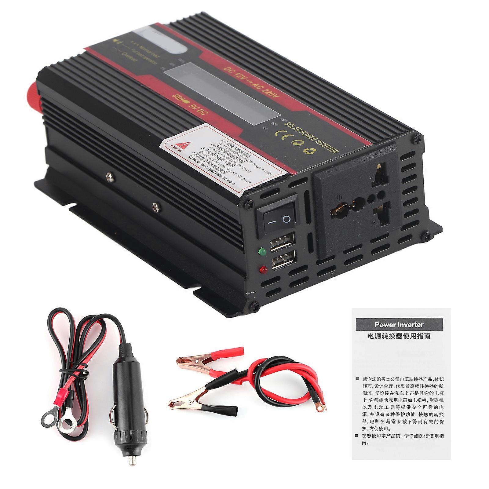 DC 12V to AC 220V Car Inverter 3000W Peak Power LCD Display Modified Sine Waves Converter