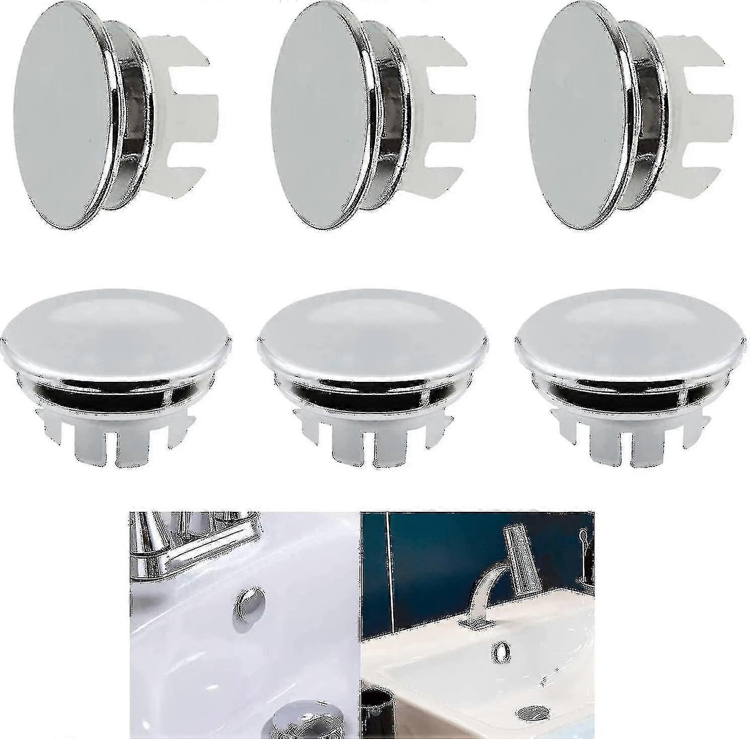 Betterlifefg-sink Overflow Cover Replacement Overflow Ring Stopper For Bathroom Kitchen Sink Round Hole Overflow Properly Insert 6pcs Replacement Part