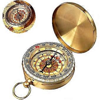 Outdoor Brass Compass, Portable Waterproof Pocket Compass, Compass Navigation Tool With Illuminated Numbers For Hiking