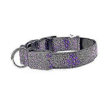 Leopard Led Adjustable,night Safety Nylon Luminous Pet Dog Collar Purple-l41-52cm Aespa