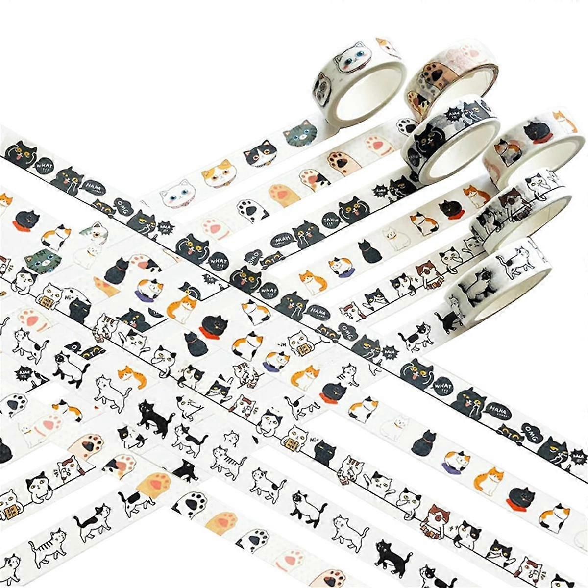 Cat Washi Tape Set - 15 mm Wide Washi Tape, Wide16ft Long/Roll Cute Washi Tape, Scrapbook Supplies, Journaling Supplies
