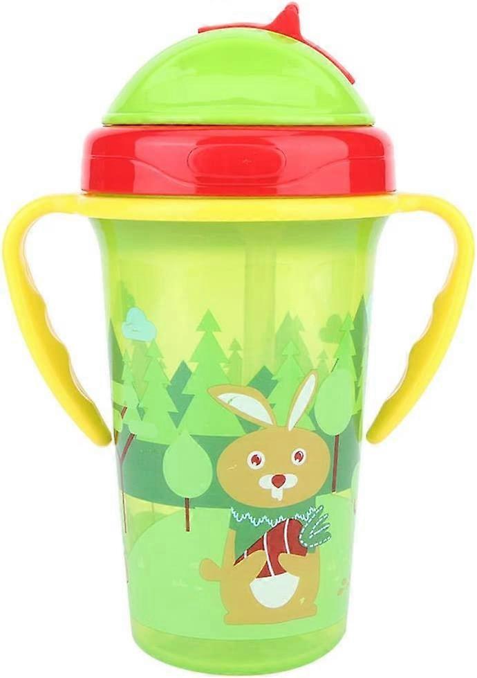 Kids Drinking Cup, 300ML Infant Leakproof Double Handle Straw Cup(Green)