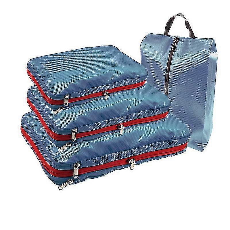 Travel Compression Packing Cubes With Shoe Bag Portable Folding Organizer Luggage Compressible Pouch Travel Storage Clothes Shoe