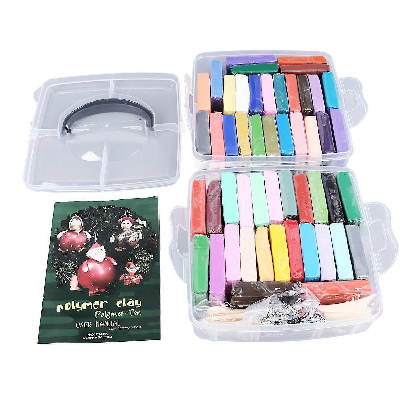 50 Colours Modelling Clay Set DIY Safe Eco Friendly Light Easy Mouldable Polymer Clay Set for Children Over 3 Years Old