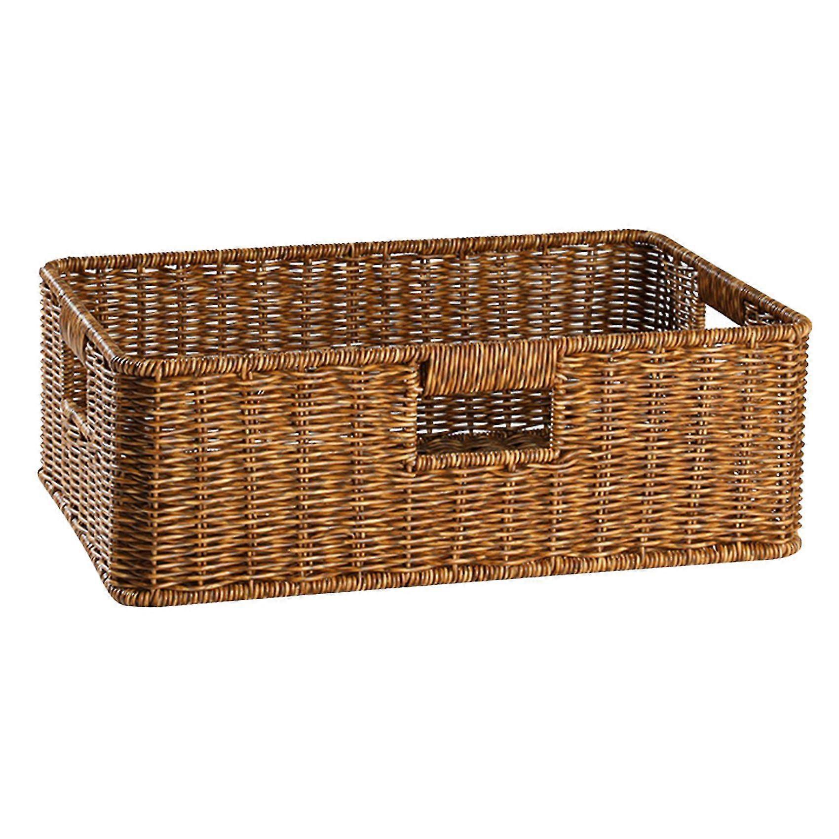 cestino portaoggetti in vimini scaffale intrecciato rattan marrone scuro piccolo