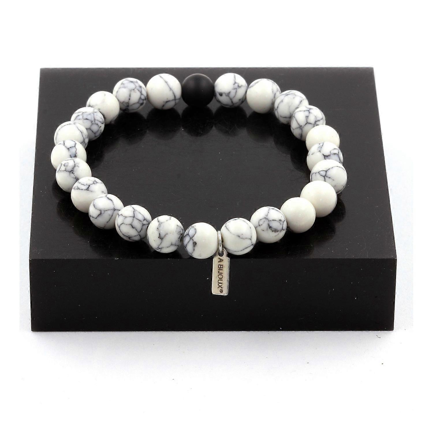 Howlite Beads Bracelet + Matte Black Onyx 8 mm