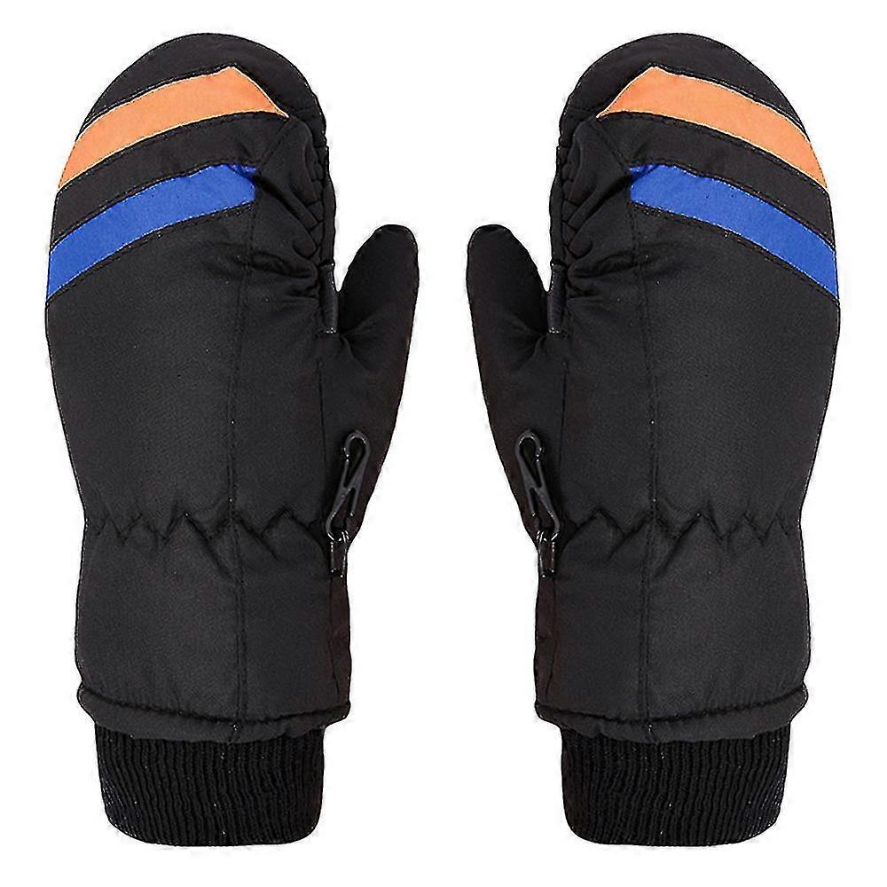 Waterproof Ski Mittens For Kids Skiing, Black