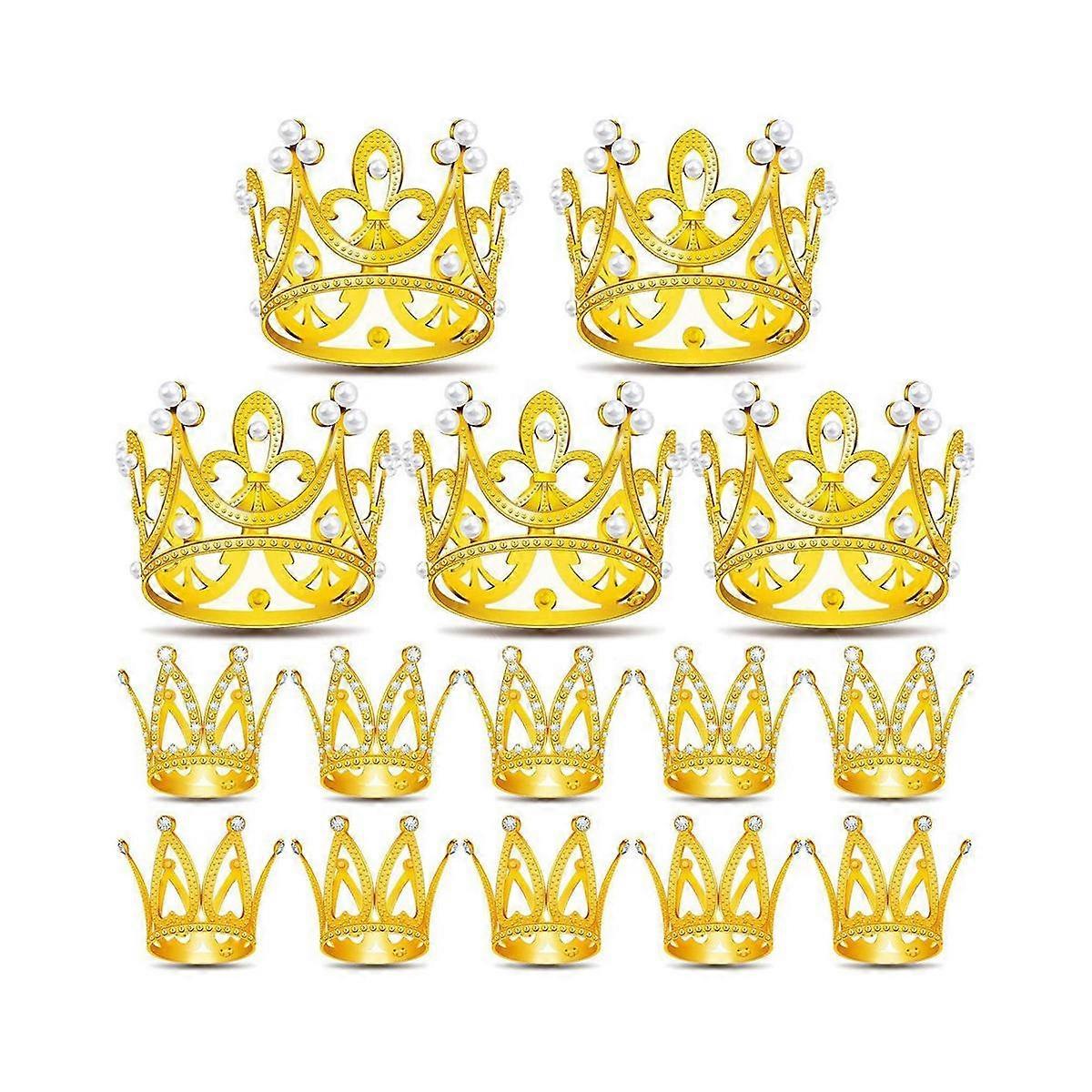 15Pcs Crown Cake Topper, Mini Baby Cupcake Crowns for Flower Arrangements Cupcake Baby Shower Weddi