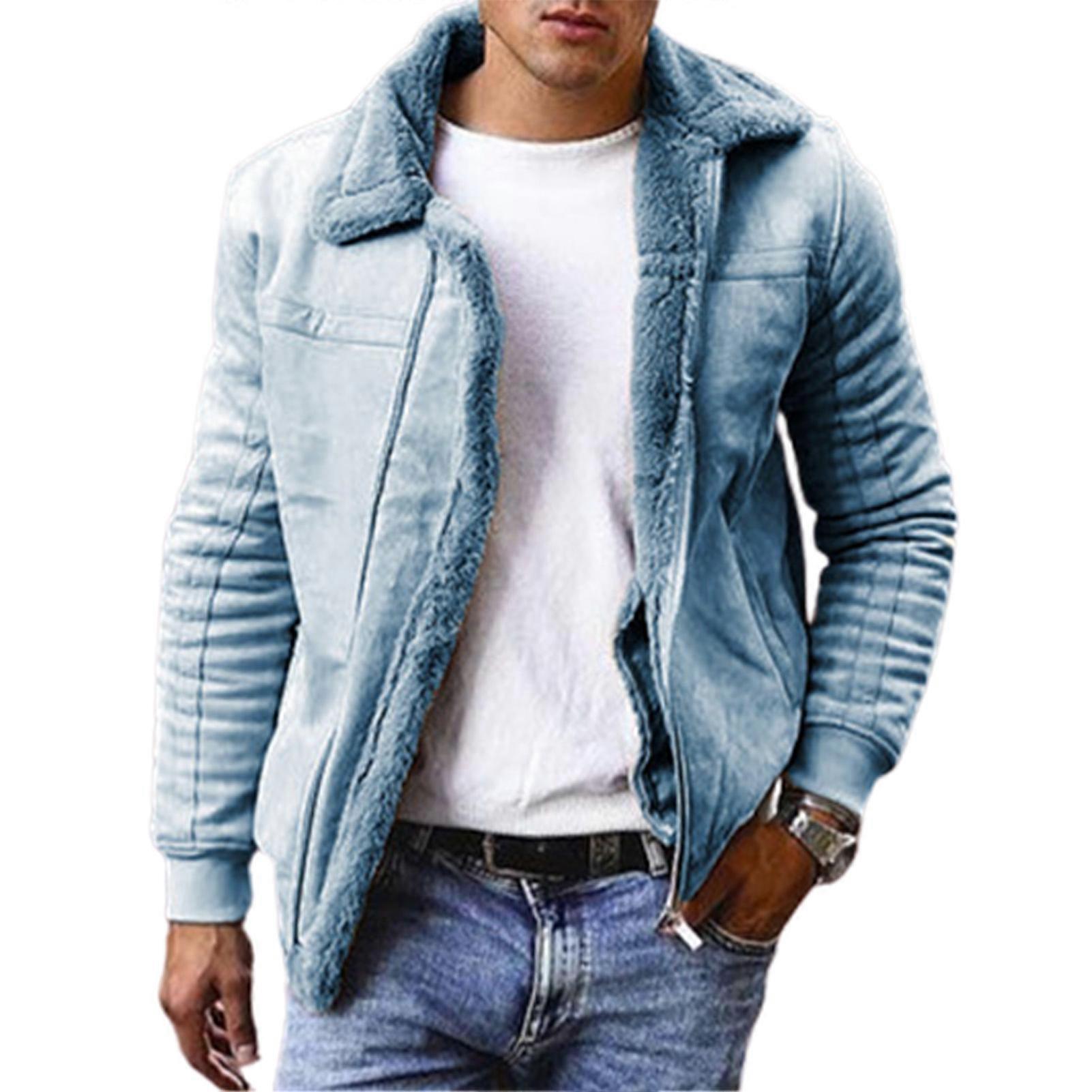 Men Winter Plush Lining Overcoat Neat and Smooth Stitching Overcoat for Home Office Gathering or Shopping