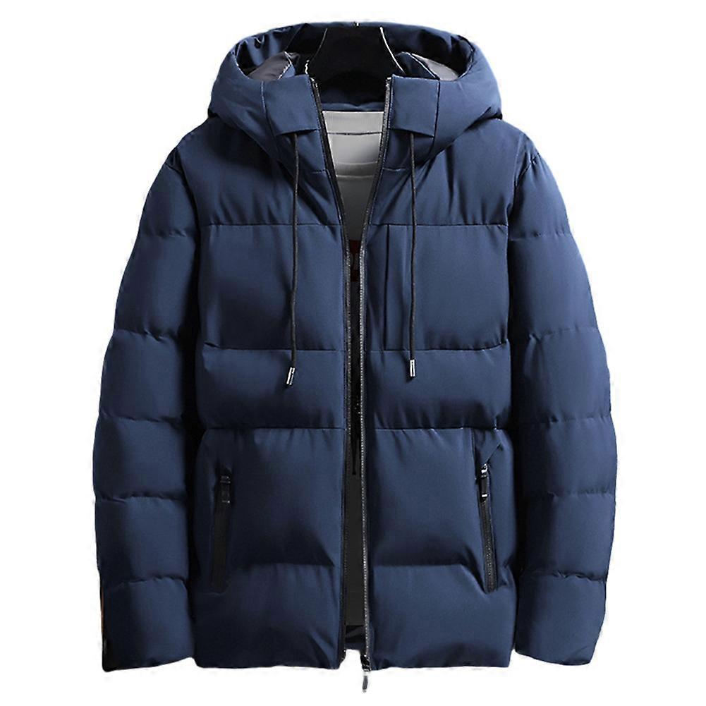 Single Color Cotton-padded Men's Coat Thickened Windproof Warm Top for Winter