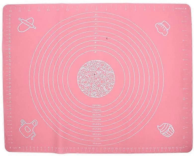 Non-slip silicone baking mat with pink measuring guide