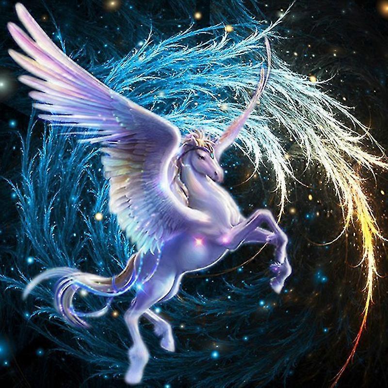 100% Full 5d Diy Daimond Painting "starry Unicorn" 3d Cross-stitch Round Rhinestones Full Pasted Diamant Painting Embroidery