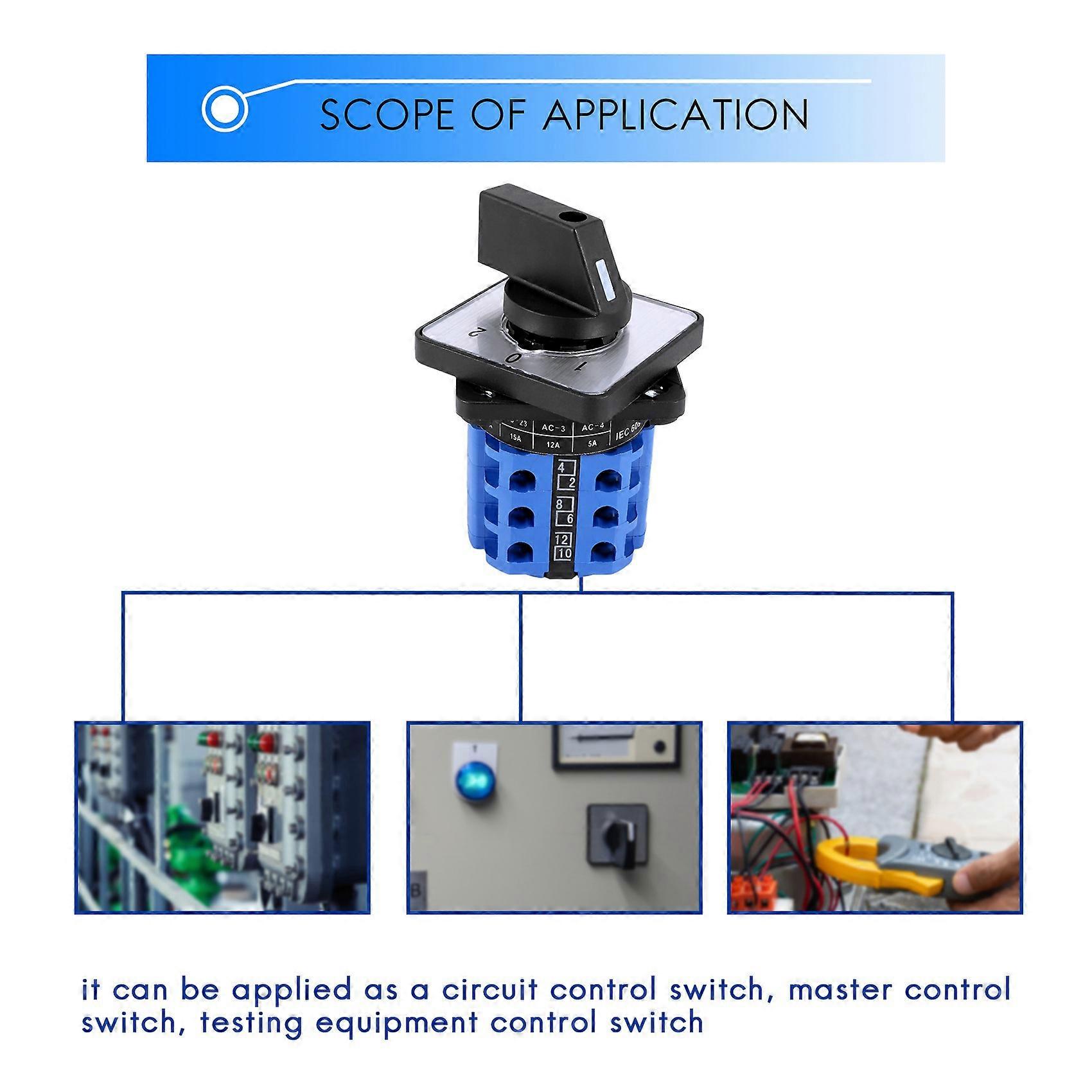 3 Positions On-Off-On Changeover Control Rotary Cam Switch 20A | Fruugo UK