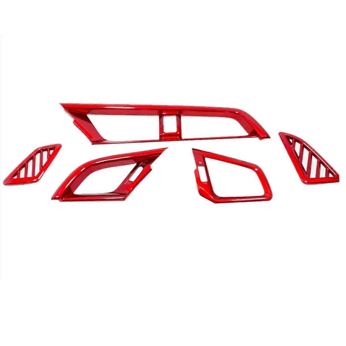 5PCS Red Central Control Outlet Cover Trim ABS Left Hand Drive for 10Th 2016-2019