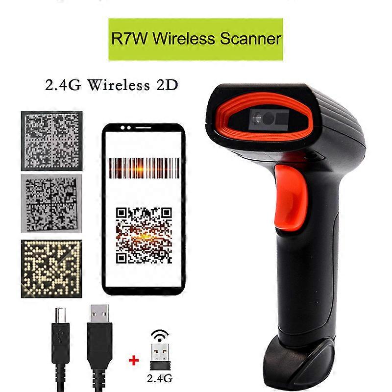2D Wired Scanner or Wireless Barcode Scanner or Bluetooth  Reader Wireless Scanner 2D Handheld Barcode Reader QR Code PDF417