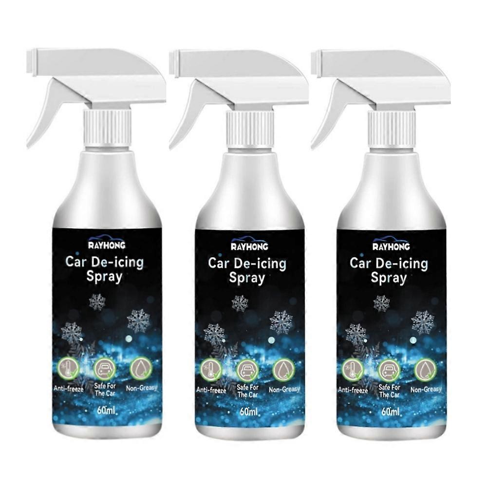 3pcs Car Snow Melting Spray 60ml Powerful Fast Melting Snow Cleaner Snow Melting Defrosting Agent For Instantly Melting Ice On Glass