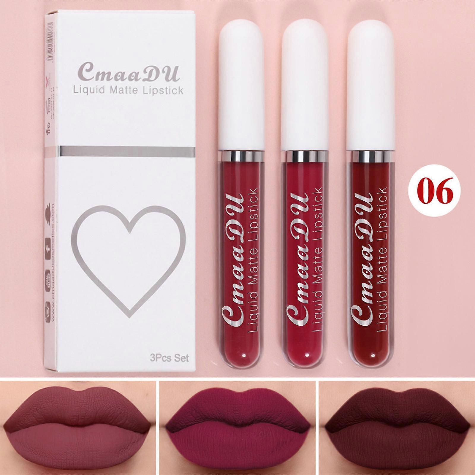 3 Of Matte Lip Glaze In A Box With Non-stick Cup Lip Gloss 7.5ml Flye253168