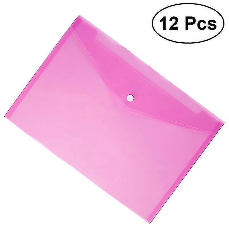 12 Pcs Envelope File Document Folder Clear Document Envelope Organizer With Snap Button(rosy)