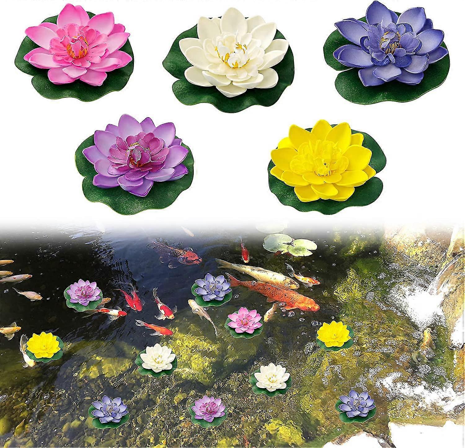 Water Floating Lotus Flowers 5pcs Artificial Floating Pond Decorations Artificial Foam Water Lily