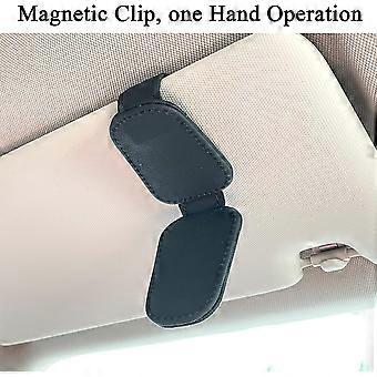 thumbnail interactive-video image 1 of 2-Pack Magnetic Leather Car Sun Visor Sunglass Holder – Ticket & Eyeglass Clip – Black, Universal Fit 1 of 1