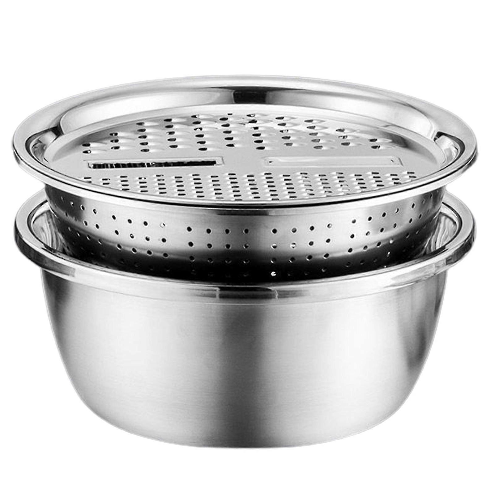 5-in-1 Stainless Steel Basin Multifunctional Vegetable Cutter with Drain Basket Time-saving Easy Food Preparation Basket
