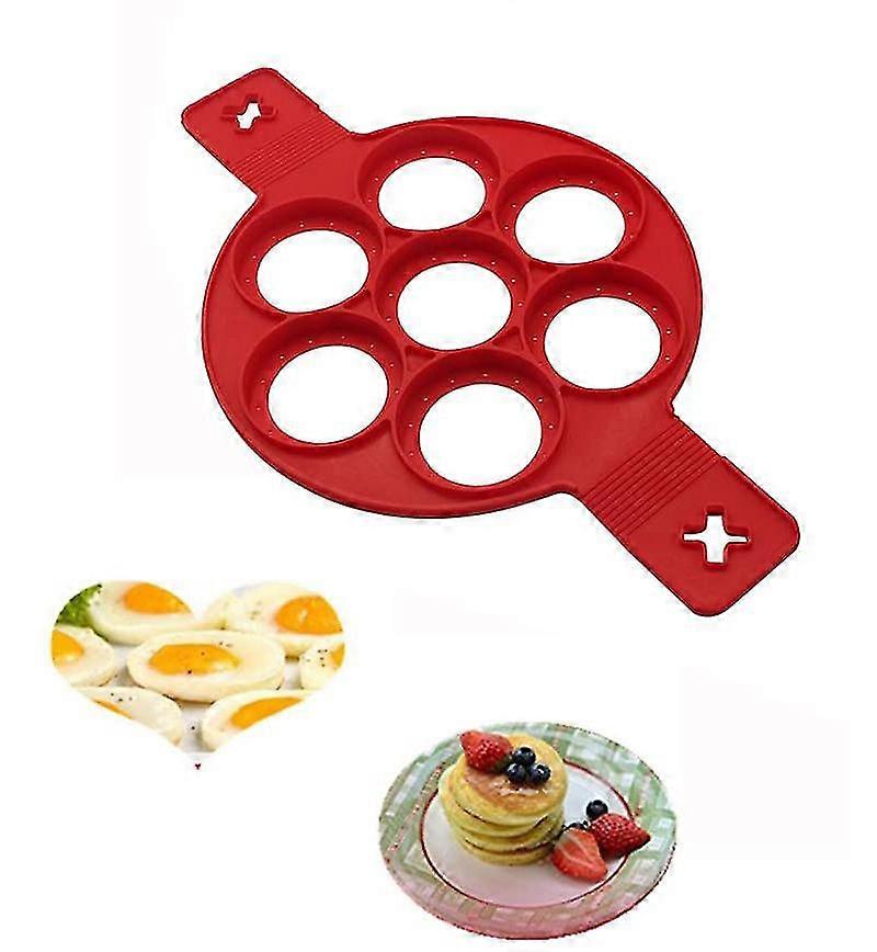 Egg Ring Non Stick Silicone Mold For Round Eggs Muffins Pancakes Round Shape Silicone Red