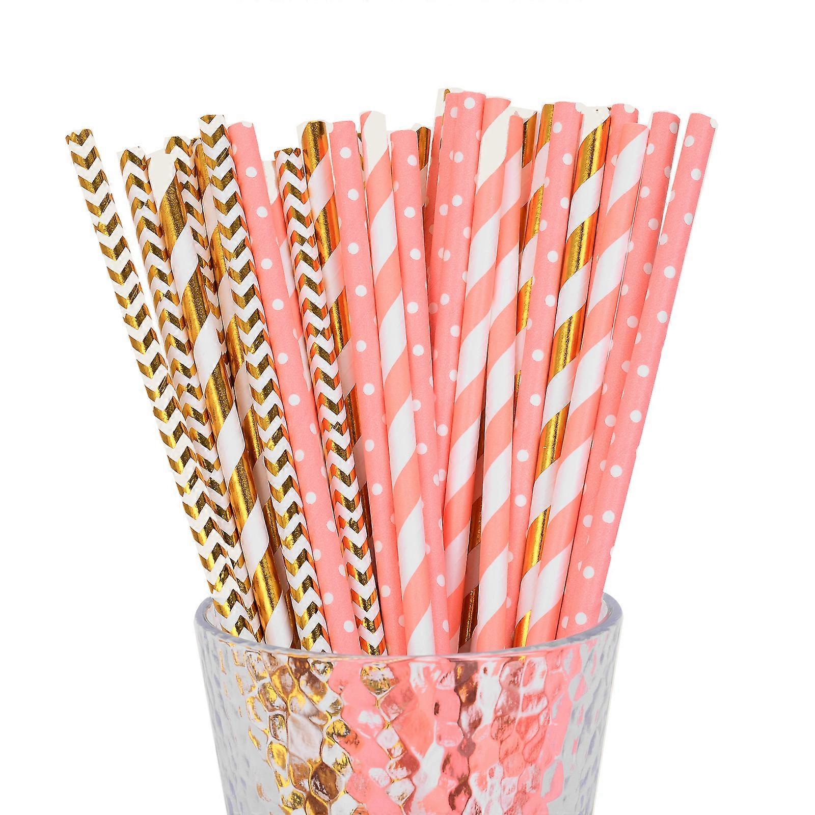 Biodegradable Paper Straws,  Pink Straws
