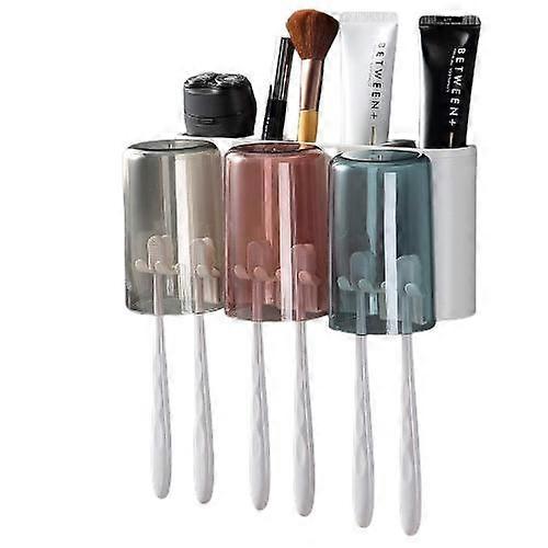 Wall Mounted Set Couple Toothbrush Holder with Toothbrush Cups
