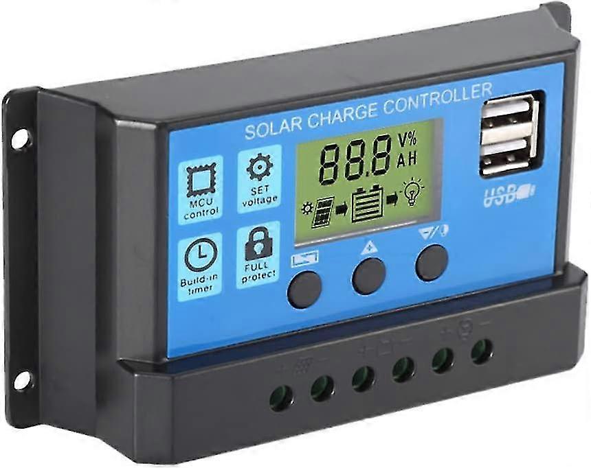 30a Solarladeregler, 12V / 24V Solarpanel-Laderegler, Timer-Einstellung Pwm Auto-Parameter - Q37/YY