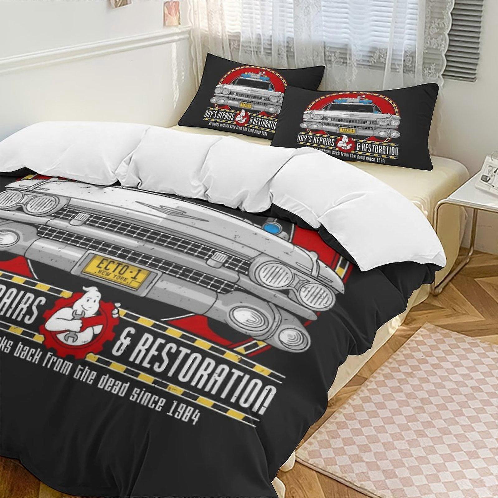 v7427 Bed Sheets Bedding GHOSTBUSTERS Car Comforter Set Soft 3 Pcs Twin Bedding Sets Thicken for All Season, 1 Comforter 2 Pillow Shams Bed Sheets