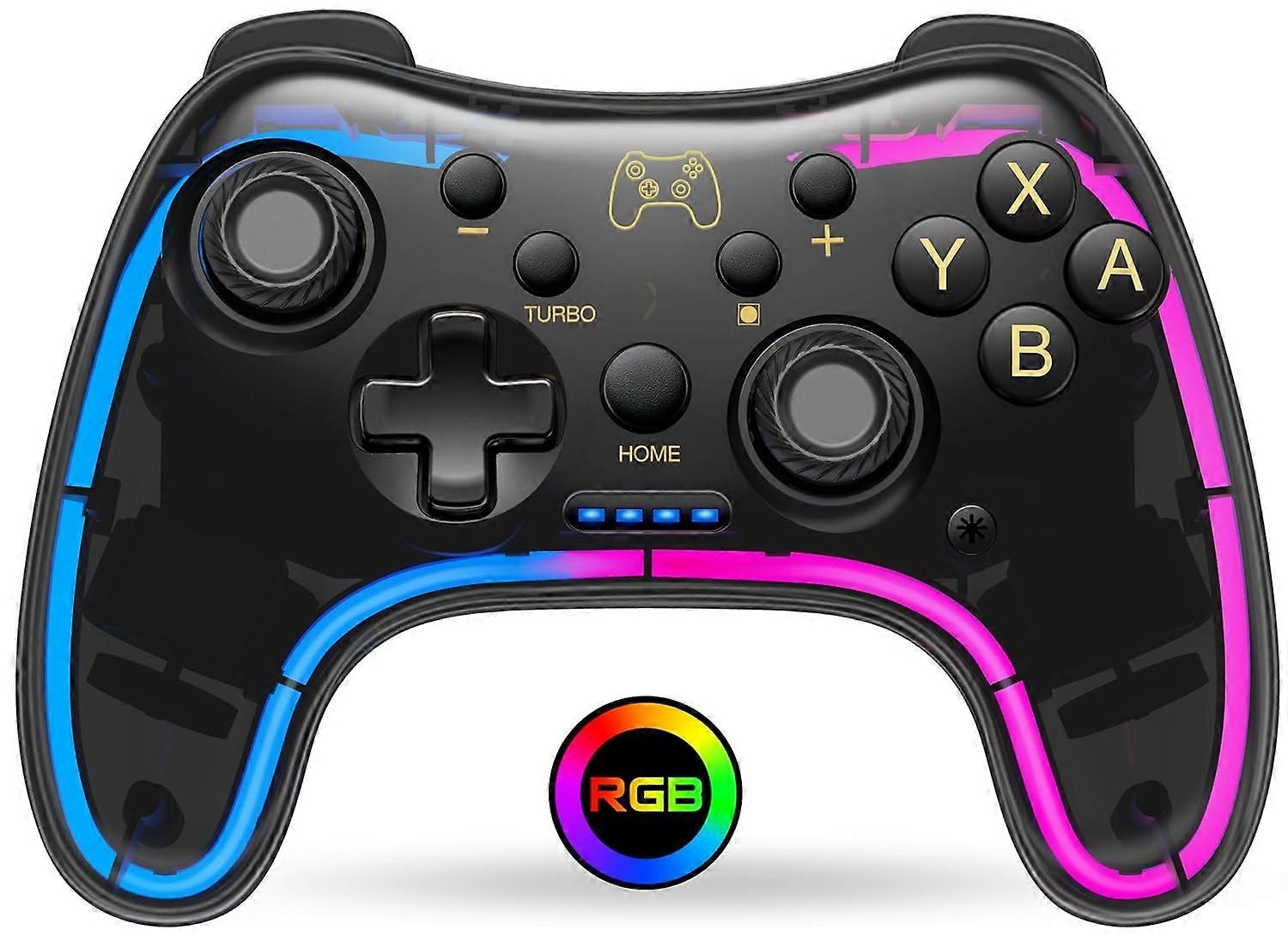 Switch Controller kompatibel med Switch/Lite/OLED Controller, Switch Pro Controller med RGB Breathing LED