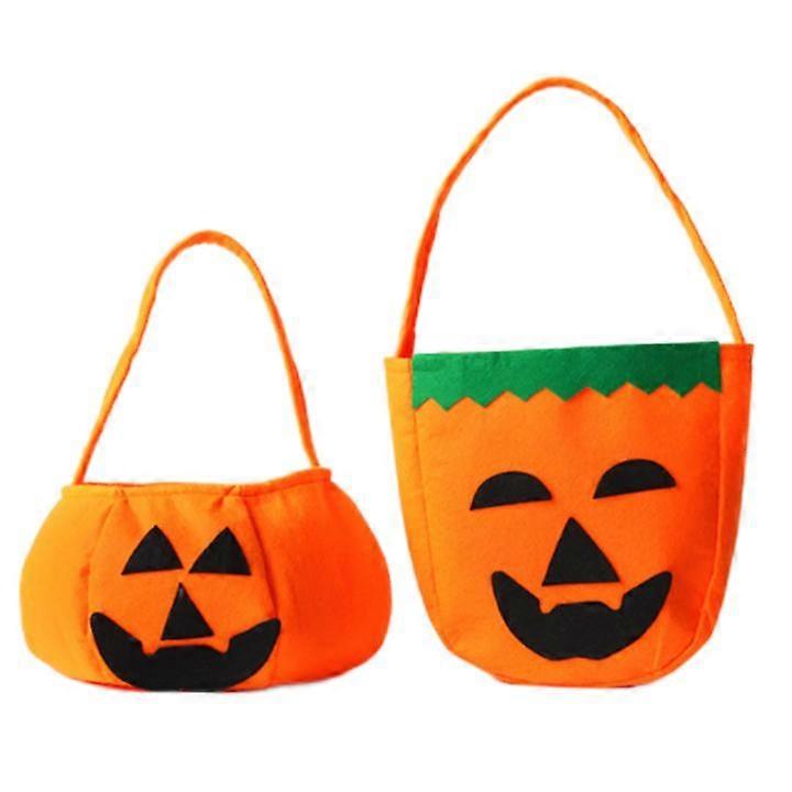 2PCS Halloween Pumpkin Bag Portable Three-dimensional Non-woven Bag Candy Bag Halloween Products Makeup Costumes Props