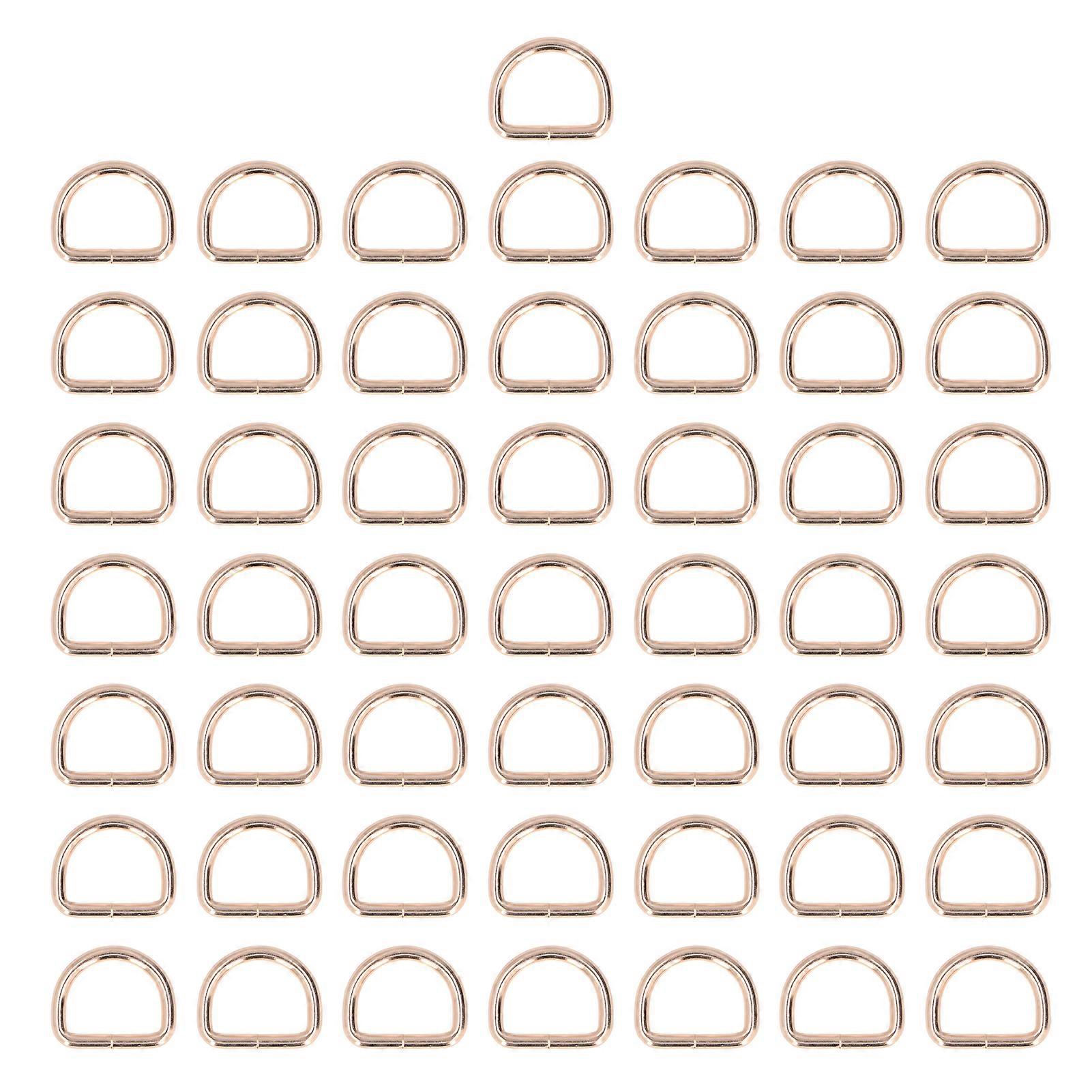 50pcs D Rings Easy Replaceable Compact Lightweight Convenient Practical Stable Reliable Bag Buckle for ClothesGold