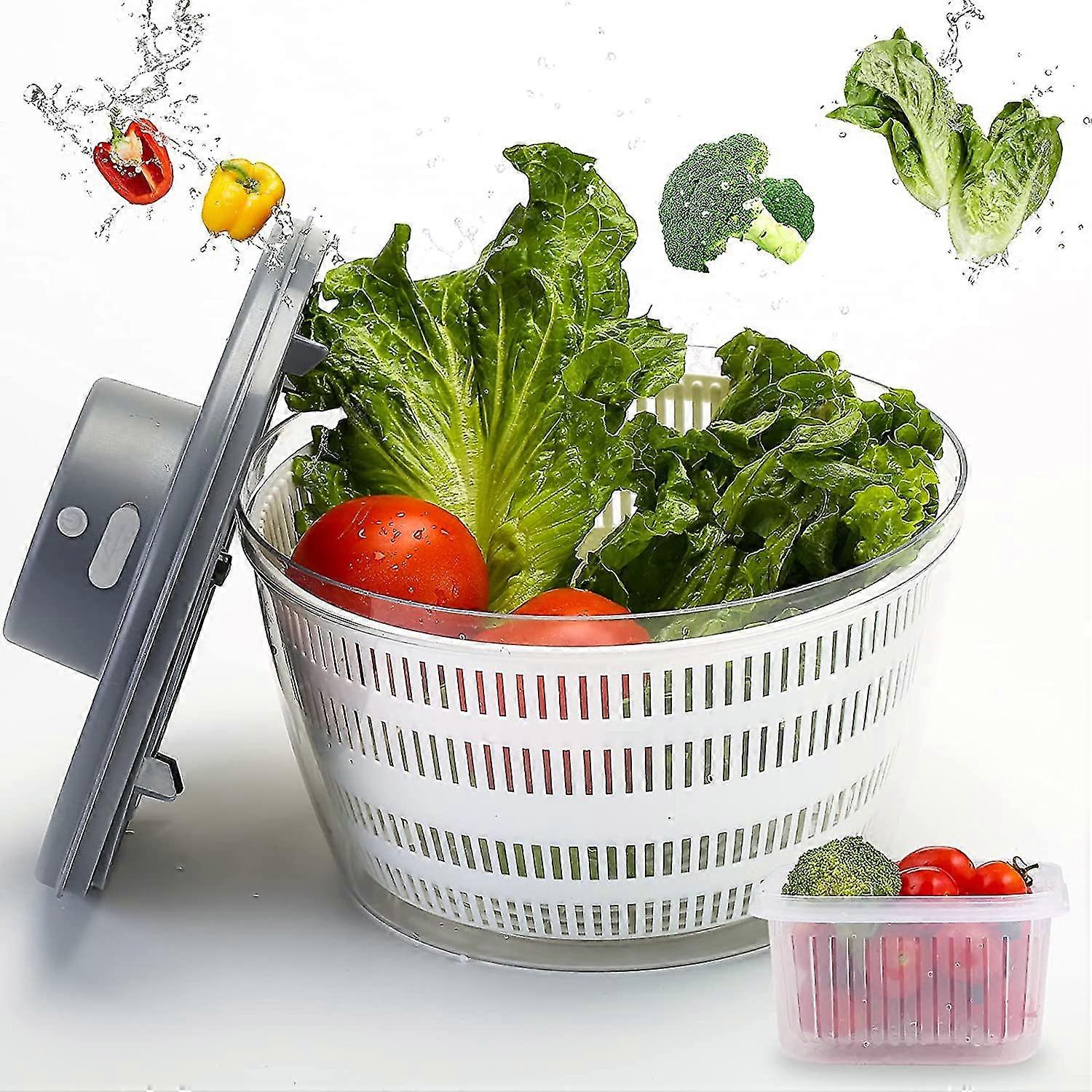 Electric Salad Spinner, Automatic Salad Spinner, Rechargeable Lettuce Spinner, Quick Drying