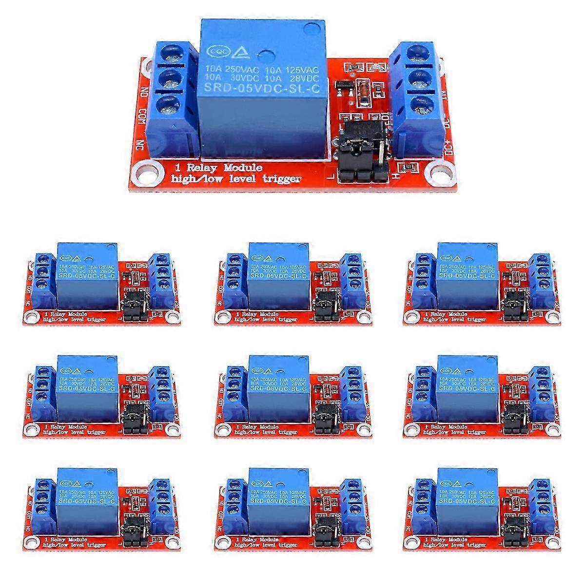10Pcs 1 Channel 5V Relay Module Board Shield with Optocoupler 5V Relay Module Support High and Low