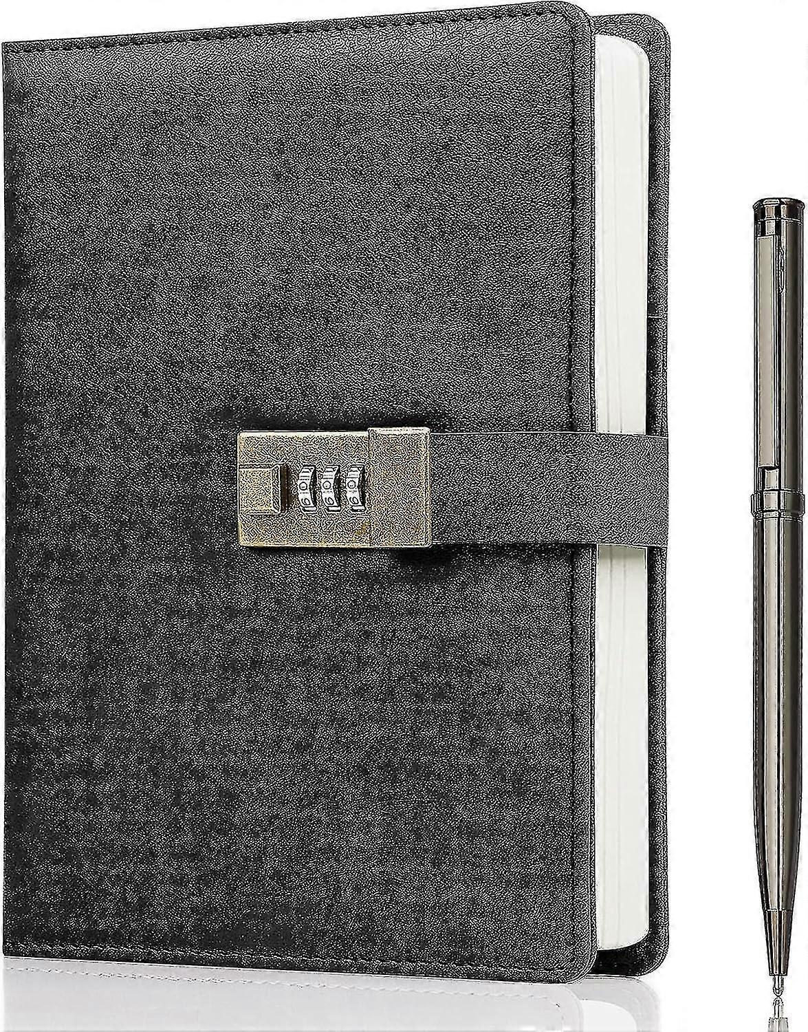 Diary With Lock, A5 Pu Leather Journal With Lock 240 Pages, Vintage Lock Journal Password Protected Notebook With Pen & Gift Box, Lock Diary Planner O