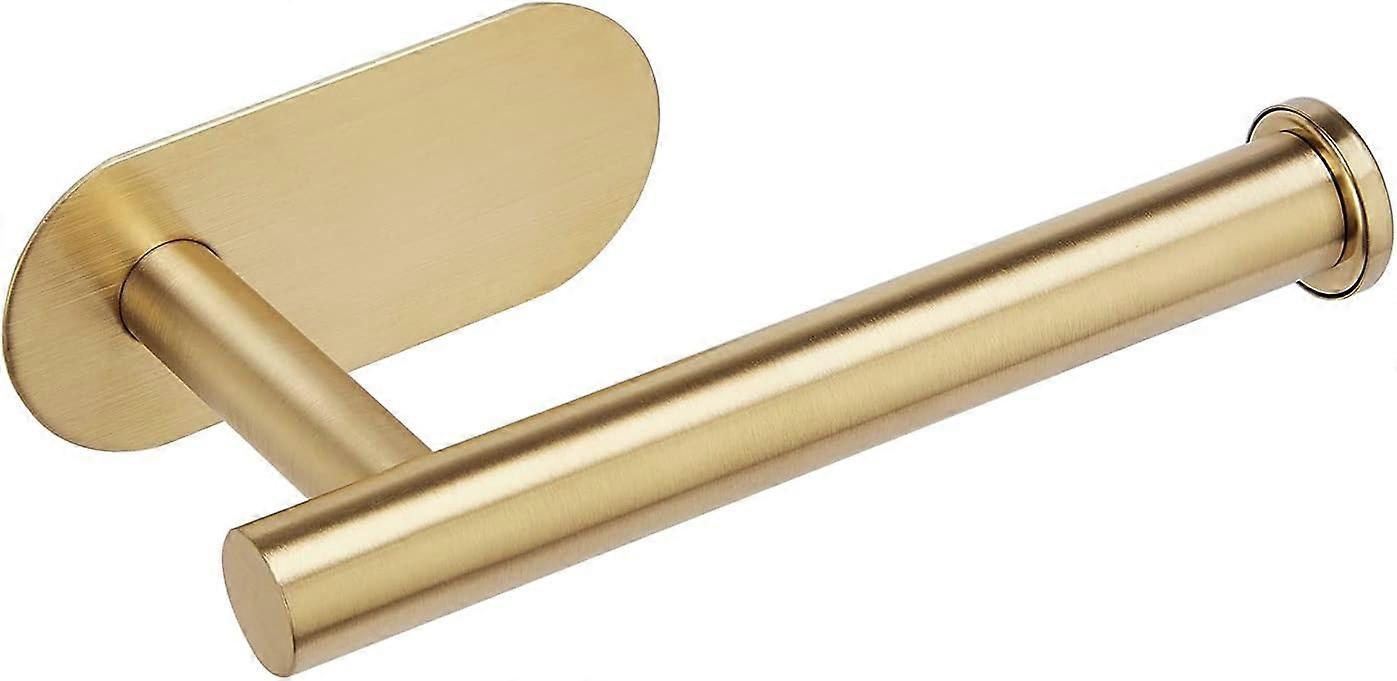 Baiccf WC-Rollenhalter Wandmontierter, 3M selbstklebender WC-Rollenhalter SUS 304 Edelstahl Kein Bohren für Badezimmer (Messing gebürstet)