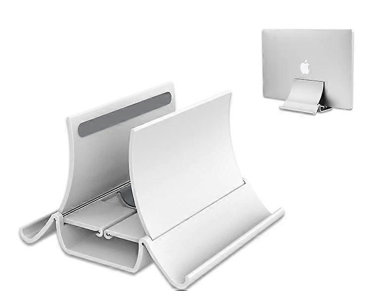 White Vertical Laptop Stand Desk Non-Slip Gravity Tablet and Phone Holder Space Saving Desk Organizer Laptop Stand for Home Office