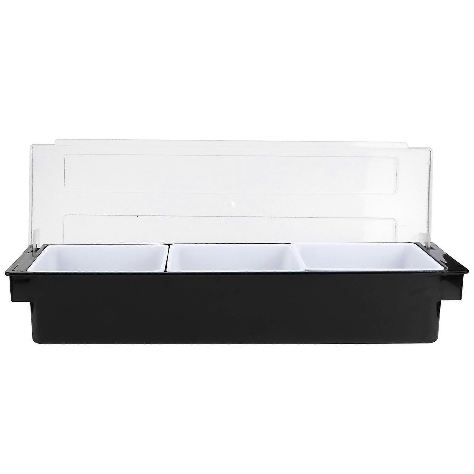 صندوق توابل مع غطاء بار حامل بهار موزع علبة فواكه ملحق متجر شاي الحليب 3 مقصورة