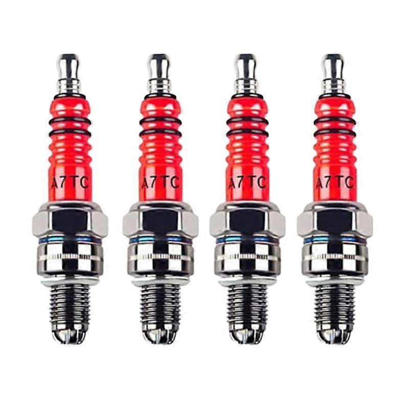 4 Pcs 3-Electrode Spark Plug A7TC for 50Cc-150Cc ATV Motorcycle