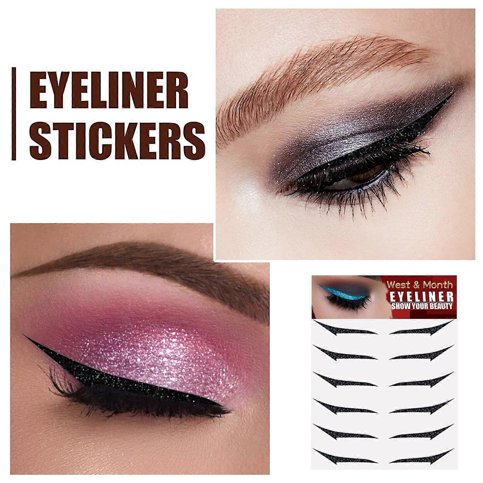 Lazy Reusable Eyeliner Stickers Makeup,Eye Line Strip Sticker Eye Makeup Tool,Double Eyelid Tape Invisible Self-Adhesive,Double Eyelid Sticker (Color)
