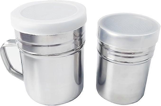 Set of 2 Icing Sugar Sprinklers with Lid Icing Sugar Icing Flour Icing Icing Icing Icing Stainless Steel Icing Icing Flour Sieve Home Restaurant Outdo