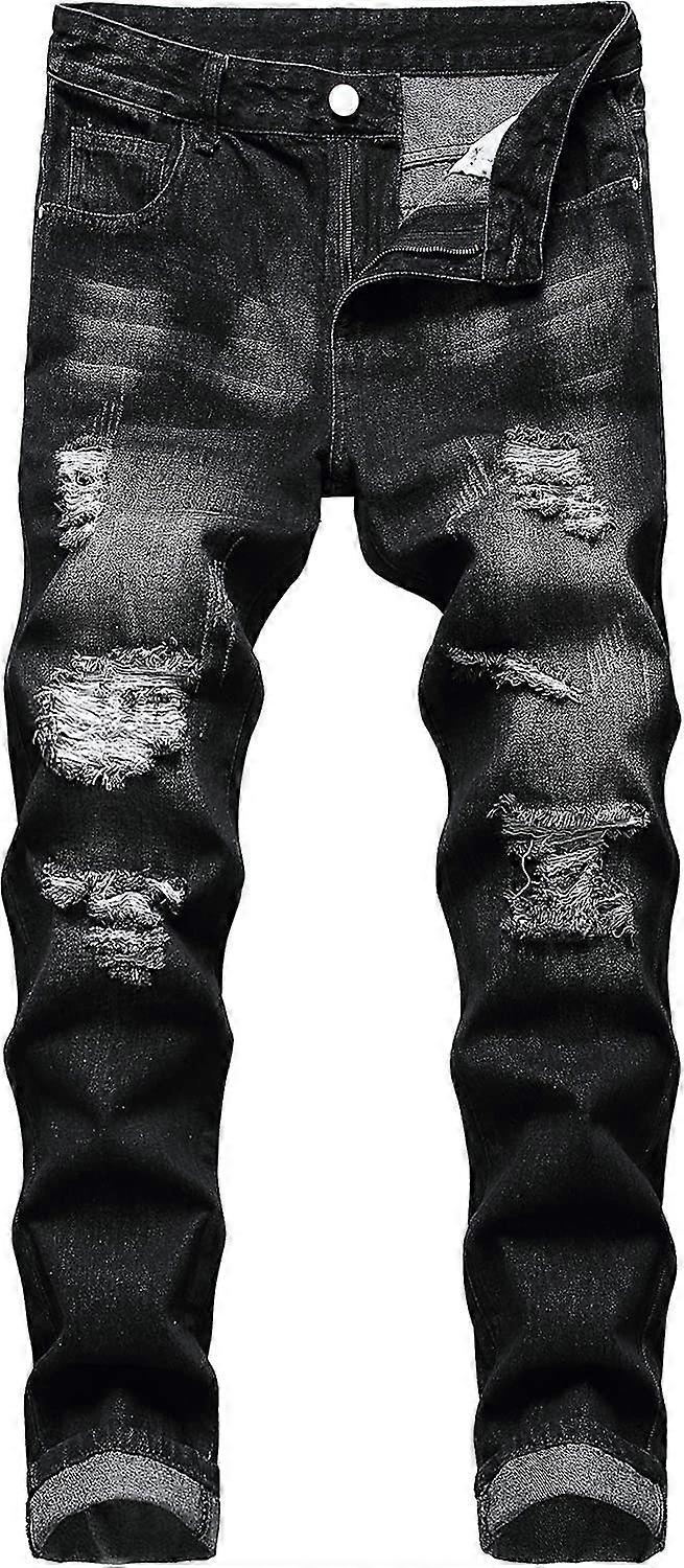 Vaqueros rotos desgastados slim fit para hombre, pantalones