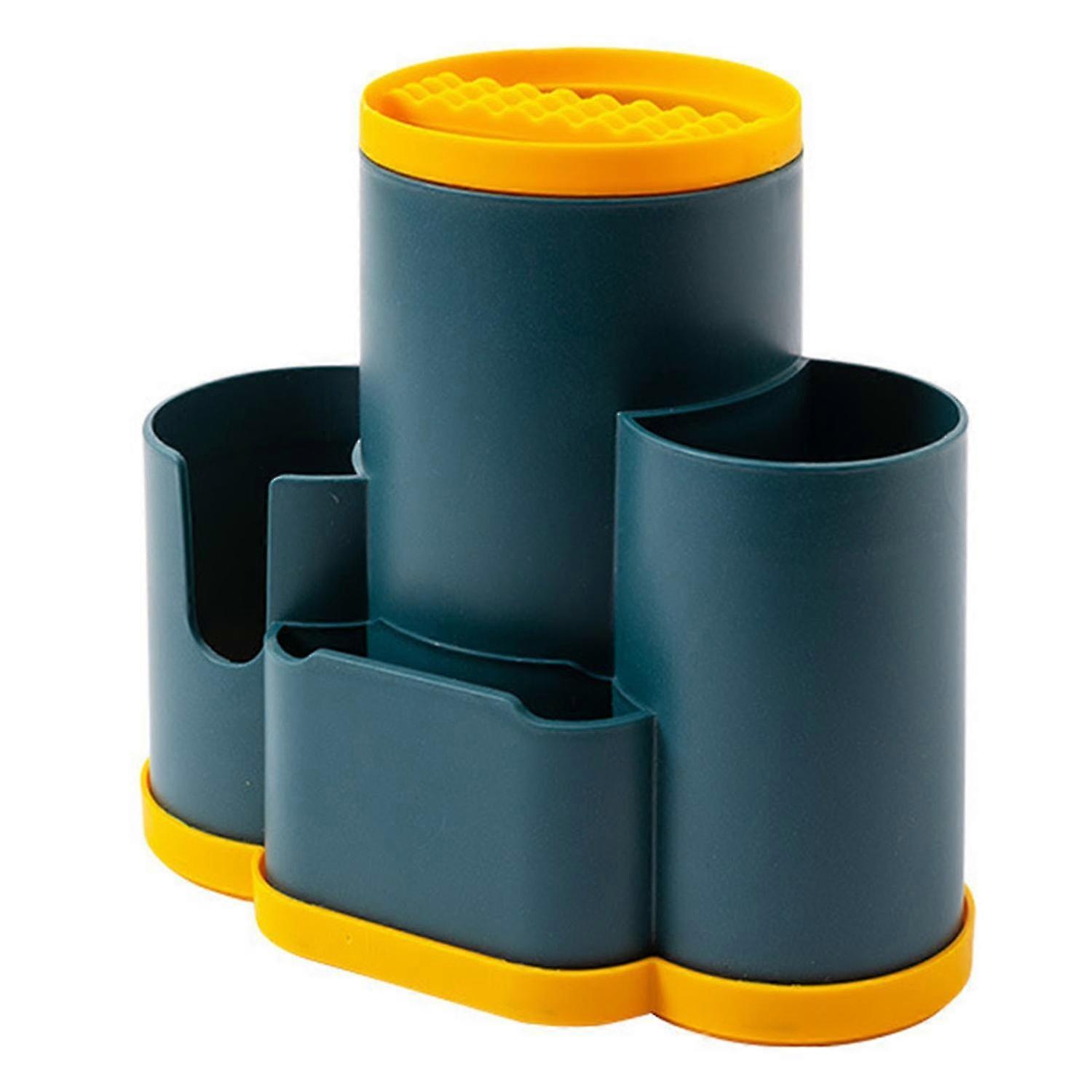 1 Set Chopsticks Tube Wall-mounted Non Punching Drainage Chopsticks Spoon Fork Plastic Storage Shelf