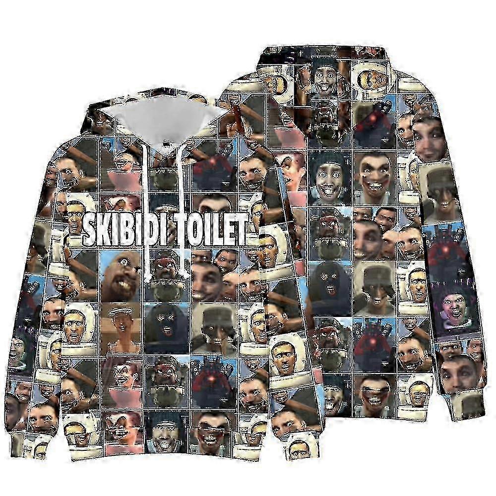 Skibidi Toilet Hoodies Printed Sweatshirt Casual Hooded Pulr Jumper String Tops For Boys Girls Kids Fans -nmaov
