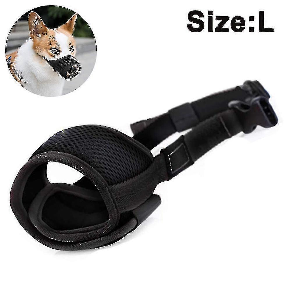 Dog Muzzle Nylon Soft Muzzle Anti-biting Barking Secure-mesh Breathable L Black