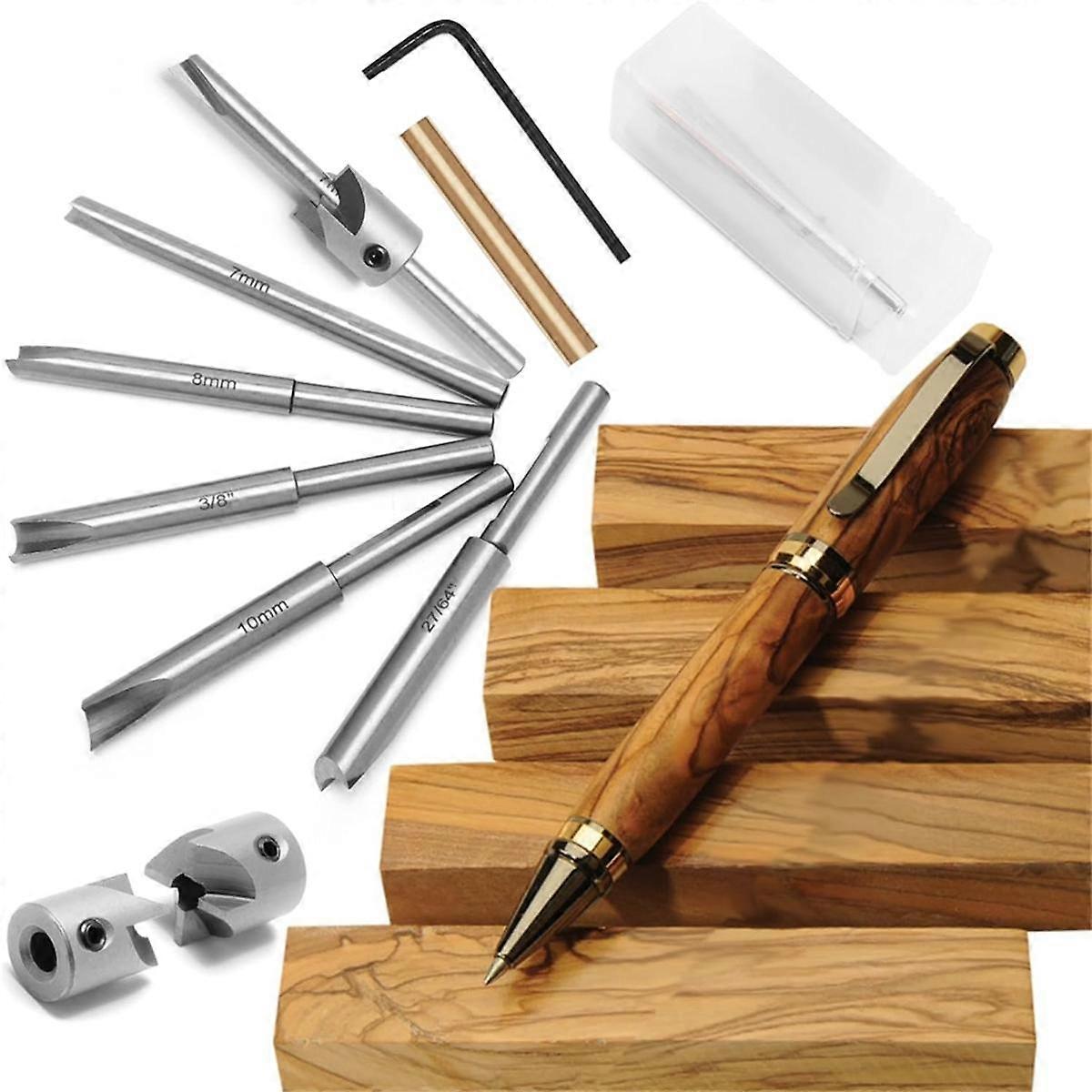 Pen Mill Set,Barrel Trimmer System for Pen Kits 7mm,8mm,3/8 Inch,27/64 Inch,10mm Pilot Shafts for W